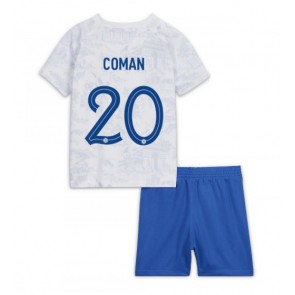 Frankrig Kingsley Coman #20 Udebanesæt Børn VM 2022 Kort ærmer (+ korte bukser)